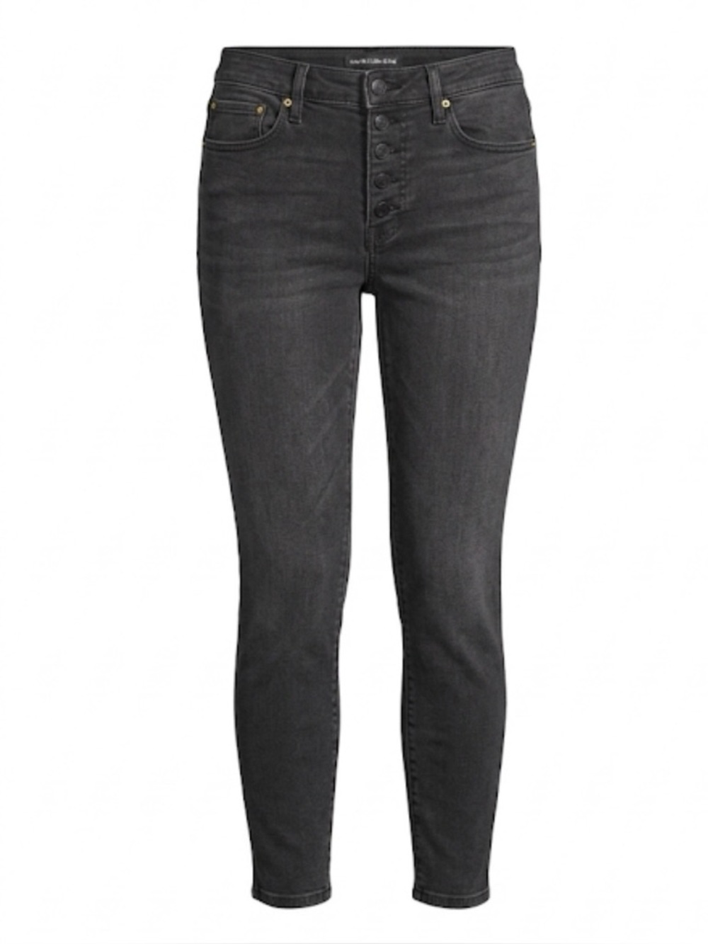 CALVIN KLEIN Button Front Cropped Jeans, Women’s 31, Black